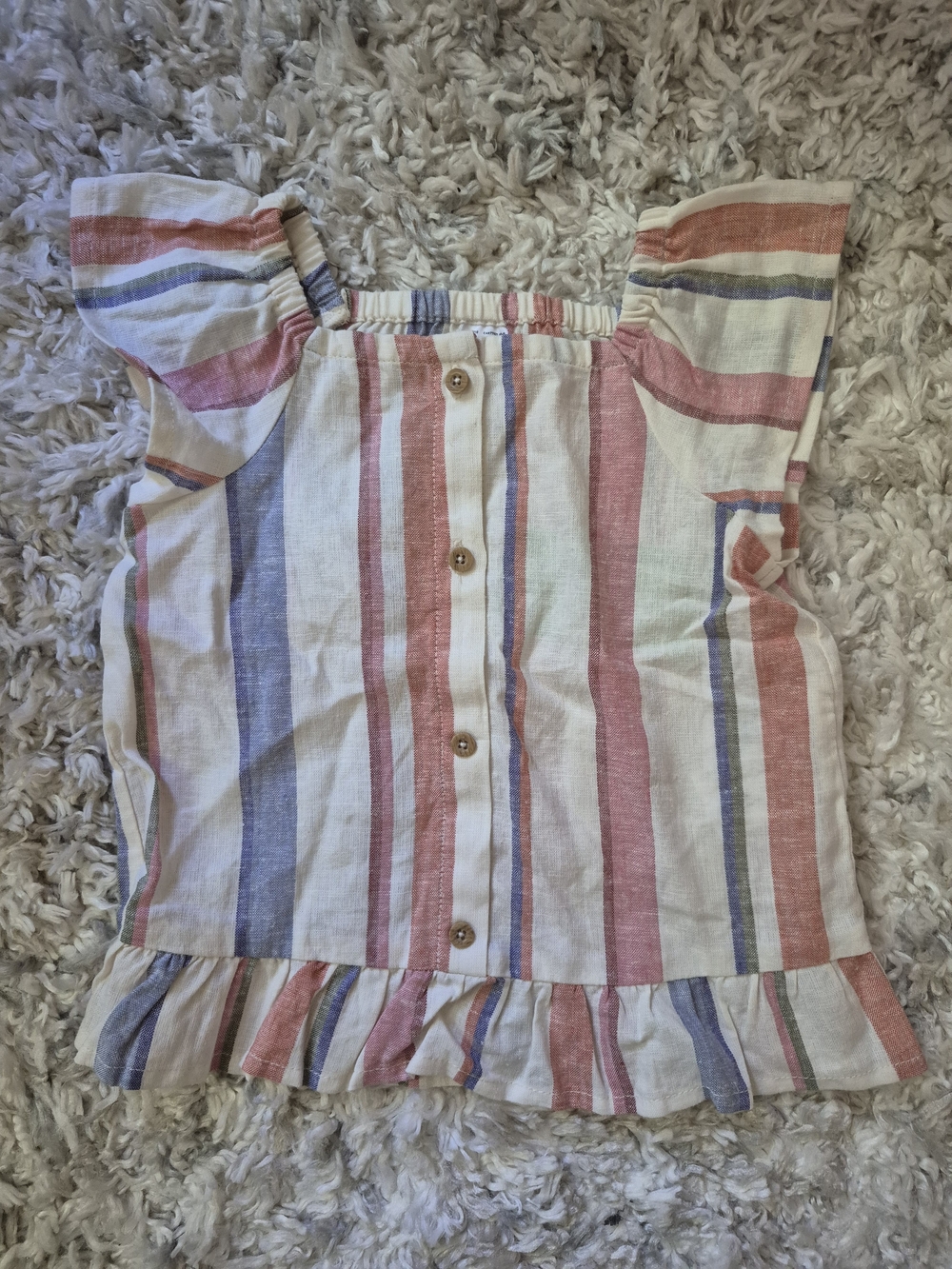 Carter's Striped Ruffle Button-Front Top in Pink & Blue